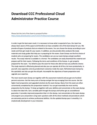 Download CCC Professional Cloud Administrator Practice Course