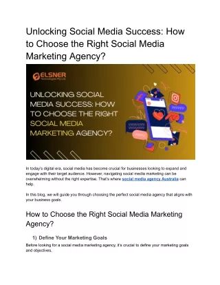 Unlocking Social Media Success: How to Choose the Right Social Media Marketing A