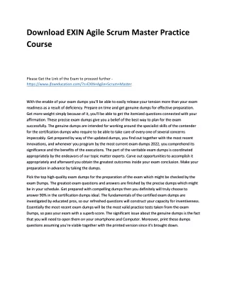 Download EXIN Agile Scrum Master Practice Course