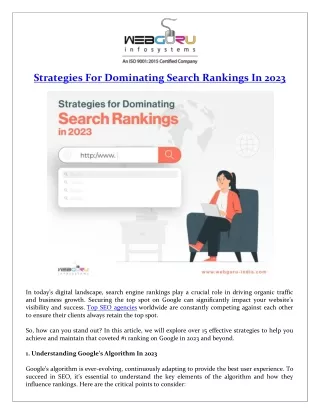 Strategies For Dominating Search Rankings In 2023