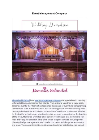 Event Management Company | Memories Unlimited