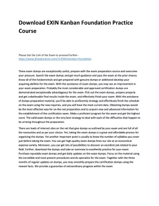 Download EXIN Kanban Foundation Practice Course