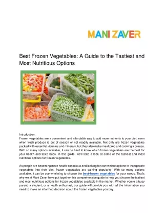Best Frozen Vegetables_ A Guide to the Tastiest and Most Nutritious Options