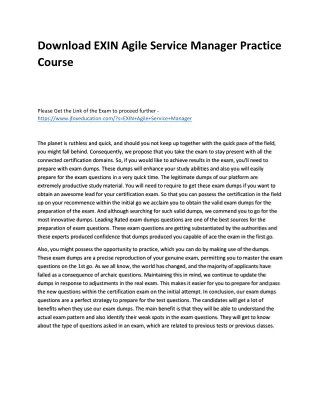 Download EXIN Agile Service Manager Practice Course