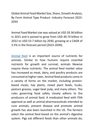 Global Animal Feed Market Size