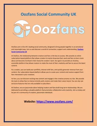 Oozfans Social Community UK