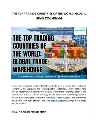 THE TOP TRADING COUNTRIES OF THE WORLD GLOBAL TRADE WAREHOUSE