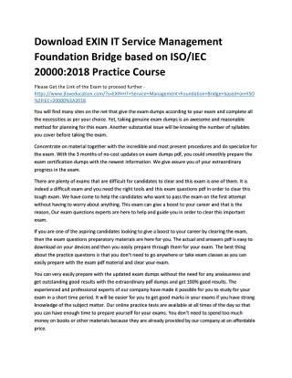 Download EXIN IT Service Management Foundation Bridge based on ISO/IEC 20000:201