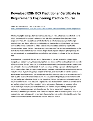 Download EXIN BCS Practitioner Certificate in Requirements Engineering Practice