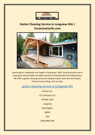 Gutter Cleaning Service in Longview WA | Vccontractorllc.com