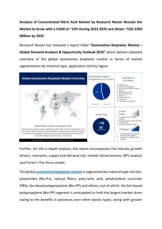 Automotive Bioplastic Market Industry Growth 2023-2035