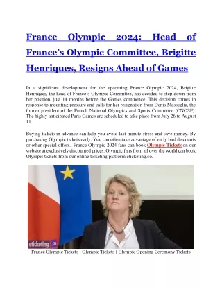 France Olympic 2024 Head of France's Olympic Committee, Brigitte Henriques, Resigns Ahead of Games