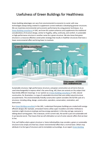 Usefulness of Green Buildings for Healthiness