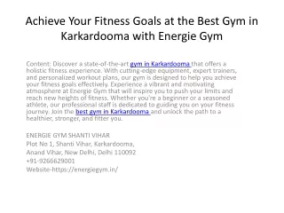 Achieve Your Fitness Goals at the Best Gym in Karkardooma with Energie Gym