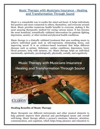 Music Therapy with Musicians Insurance - Healing and Transformation Through Sound