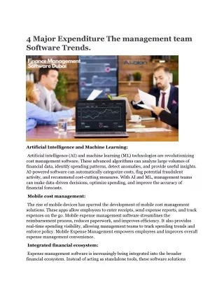 4 Major Expenditure The management team Software Trends.