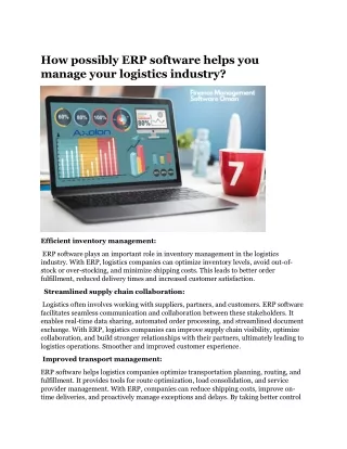 How possibly ERP software helps you manage your logistics industry