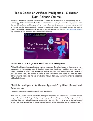 Top 5 Books on Artificial Intelligence - Skillslash Data Science Course