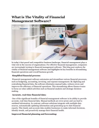 What is The Vitality of Financial Management Software