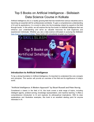 Top 5 Books on Artificial Intelligence - Skillslash Data Science Course in Kolkata