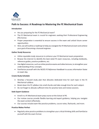 Path to Success: A Roadmap to Mastering the FE Mechanical Exam