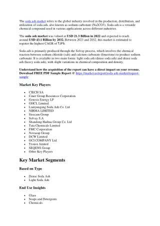 Soda Ash Market Comprehensive Research Study and Strong Growth [CAGR of 7.5%]