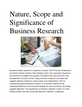 Nature, Scope and Significance of Business Research  Unimrkt Research-ppt