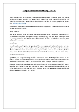 Things to Consider While Making A Website