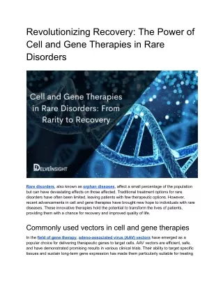 Cell and Gene Therapies in Rare Disorders_ From Rarity to Recovery