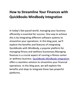 How to Streamline Your Finances with QuickBooks Mindbody Integration