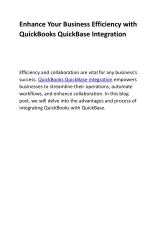 Enhance Your Business Efficiency with QuickBooks QuickBase Integration