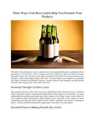 Three Ways Craft Beer Labels Help You Promote Your Products