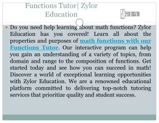 Functions Tutor| Zylor Education