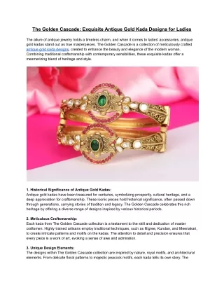 The Golden Cascade_ Exquisite Antique Gold Kada Designs for Ladies