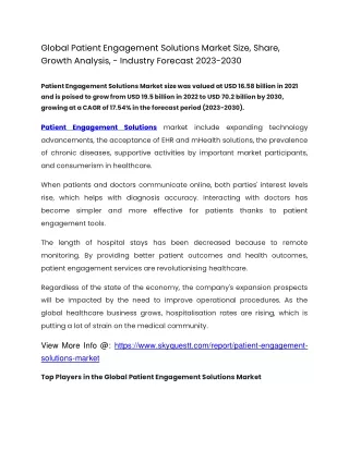 Global Patient Engagement Solutions Market