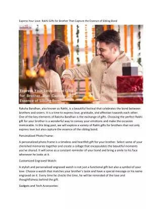 Express Your Love: Rakhi Gifts for Brother That Capture the Essence of Sibling B