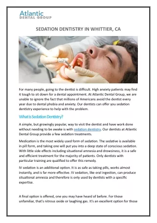 SEDATION DENTISTRY IN WHITTIER, CA