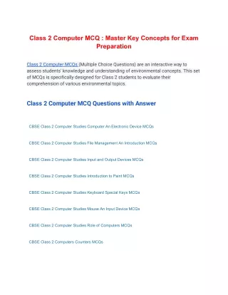 Class 2 Computer MCQ : Master Key Concepts for Exam Preparation