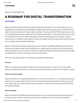 A roadmap for Digital Transformation