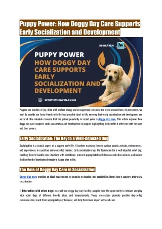 Puppy Power_ How Doggy Day Care Supports Early Socialization and Development