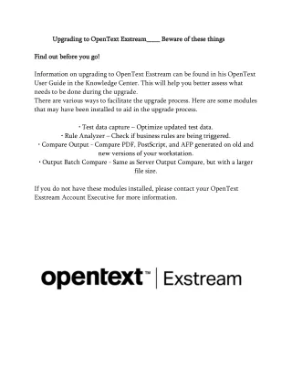 Upgrading to OpenText Exstream____ Beware of these things