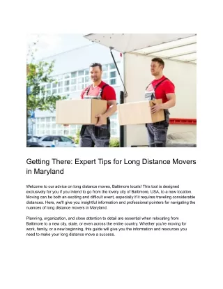 Getting There_ Expert Tips for Long Distance Movers in Maryland