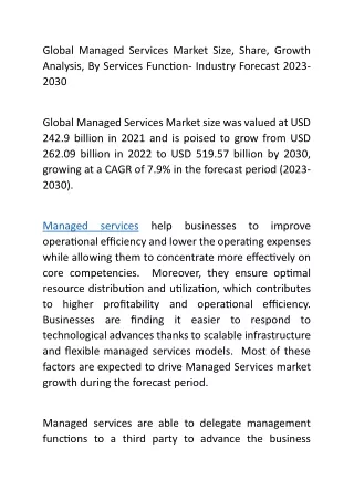 Global Managed Services Market Size