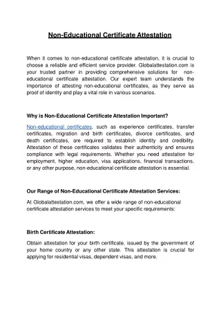 Non-Educational Certificate Attestation