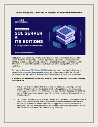 Understanding SQL Server and Its Editions: A Comprehensive Overview
