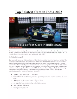 Top 3 Safest Cars in India 2023