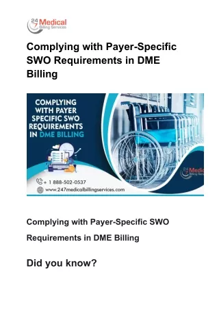 Complying with Payer-Specific SWO Requirements in DME Billing