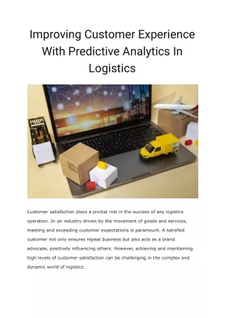 Improving Customer Experience With Predictive Analytics In Logistics