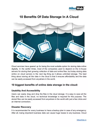 10 Benefits Of Data Storage In A Cloud