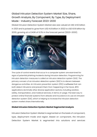 Global Intrusion Detection System Market Size